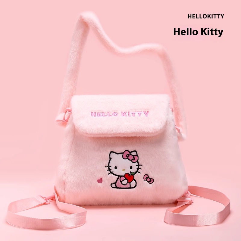 Genuine Authorized Sanrio Multi-purpose Plush Bag Cute Cartoon Cute Girly Heart One-shoulder Double-shoulder Plush Backpack