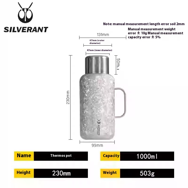 Titanium Thermos Cup Large Capacity Titanium Kettle Thermos Kettle Double-layer Anti-scalding Kettle Health Kettle