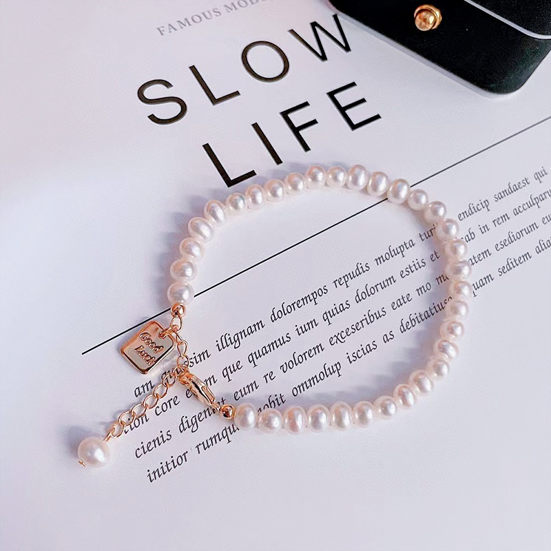 Light Luxury Natural Freshwater Pearl Bracelet Gentle Style Small Simple Adjustable Bracelet Hand Jewelry Female Girlfriends
