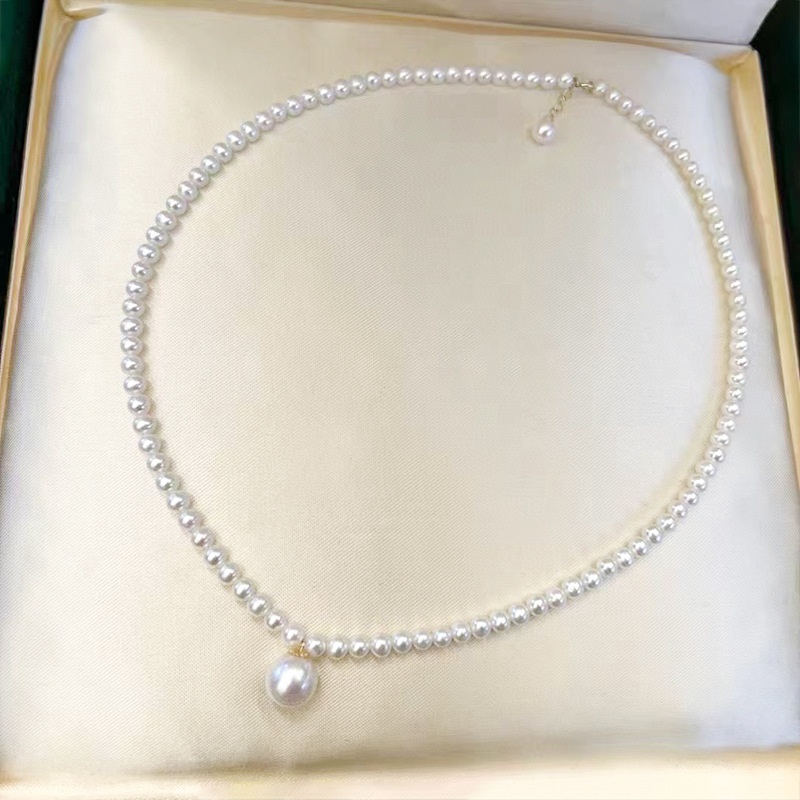 High-grade Natural Freshwater Pearl Necklace For Women14k Gold-filled Ancient Style Light Luxury Retro Choker Clavicle Chain Spring And Summer