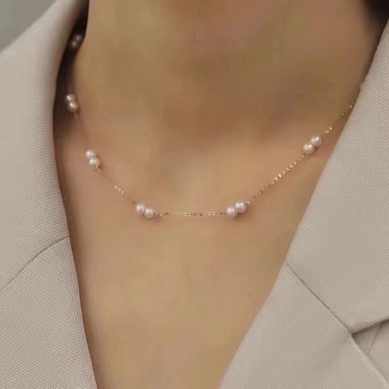 Natural Freshwater Pearl Starry Sky Necklace High-end S925 Sterling Silver French Light Luxury Niche Design Clavicle Chain