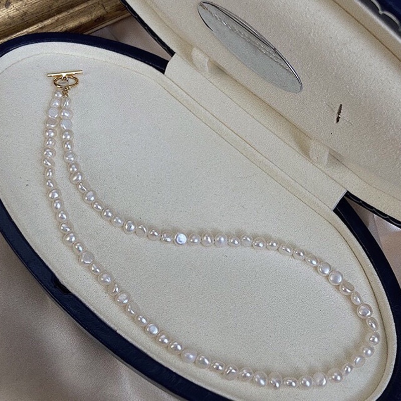 French High-end Natural Freshwater Pearl Necklace14k Gold-filled Ot Buckle Clavicle Necklace