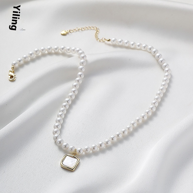 French Light Luxury Simple Non-fading Pearl Necklace Jewelry Women's Versatile High-end Round Shell Bead Chain Clavicle Chain