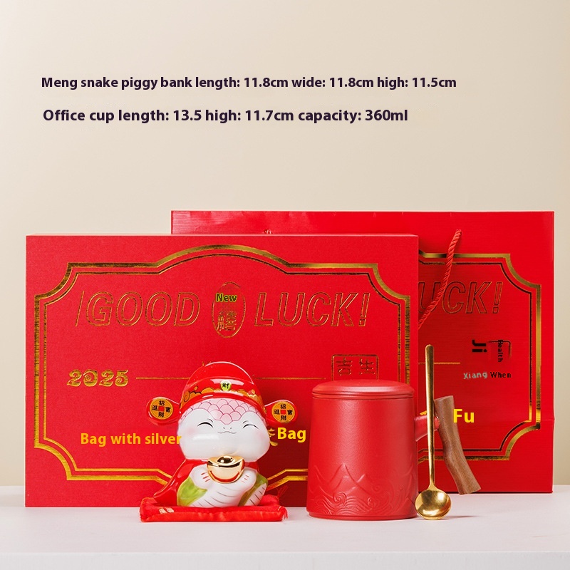 Year Of The Snake Ornaments Blessbag Snake Creative Ceramic Piggy Bank Ornaments Office Cup Cashier Shop Opening Home Gifts