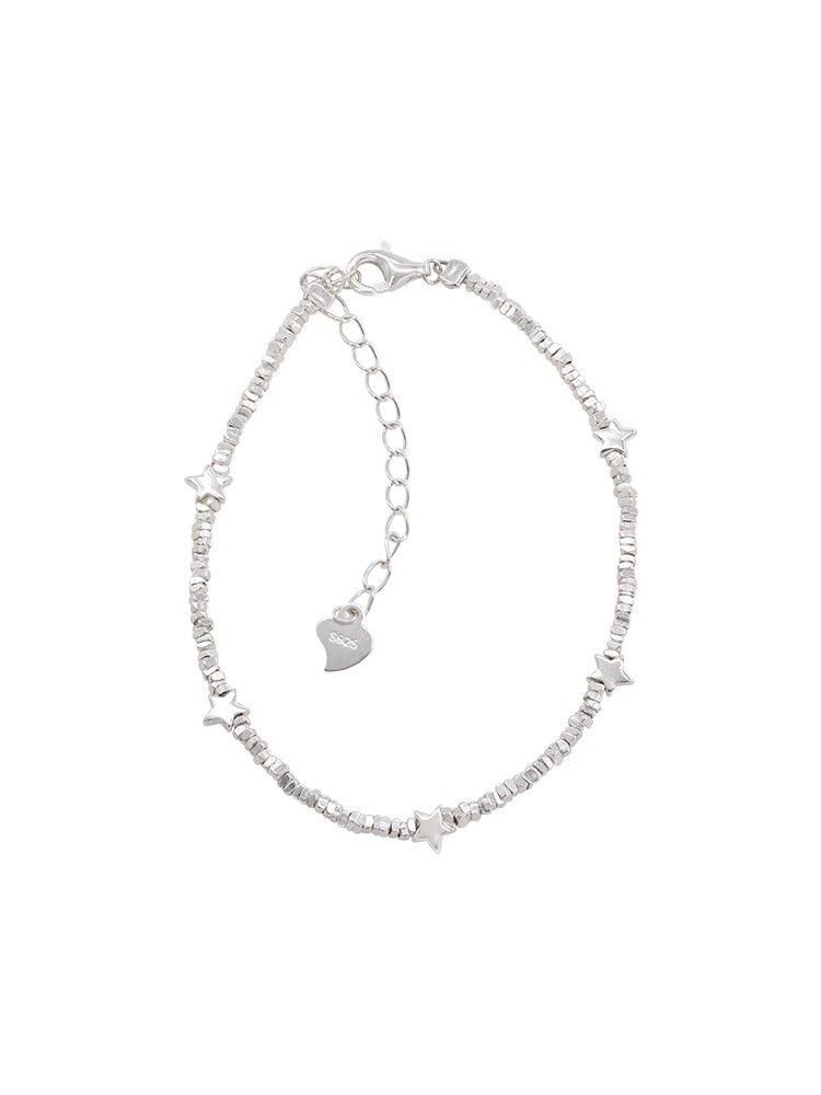 S925 Sterling Silver Bracelet Broken Silver AFew Taels Broken Silver Star Bracelet Simple Niche Super Flash Girly All-match