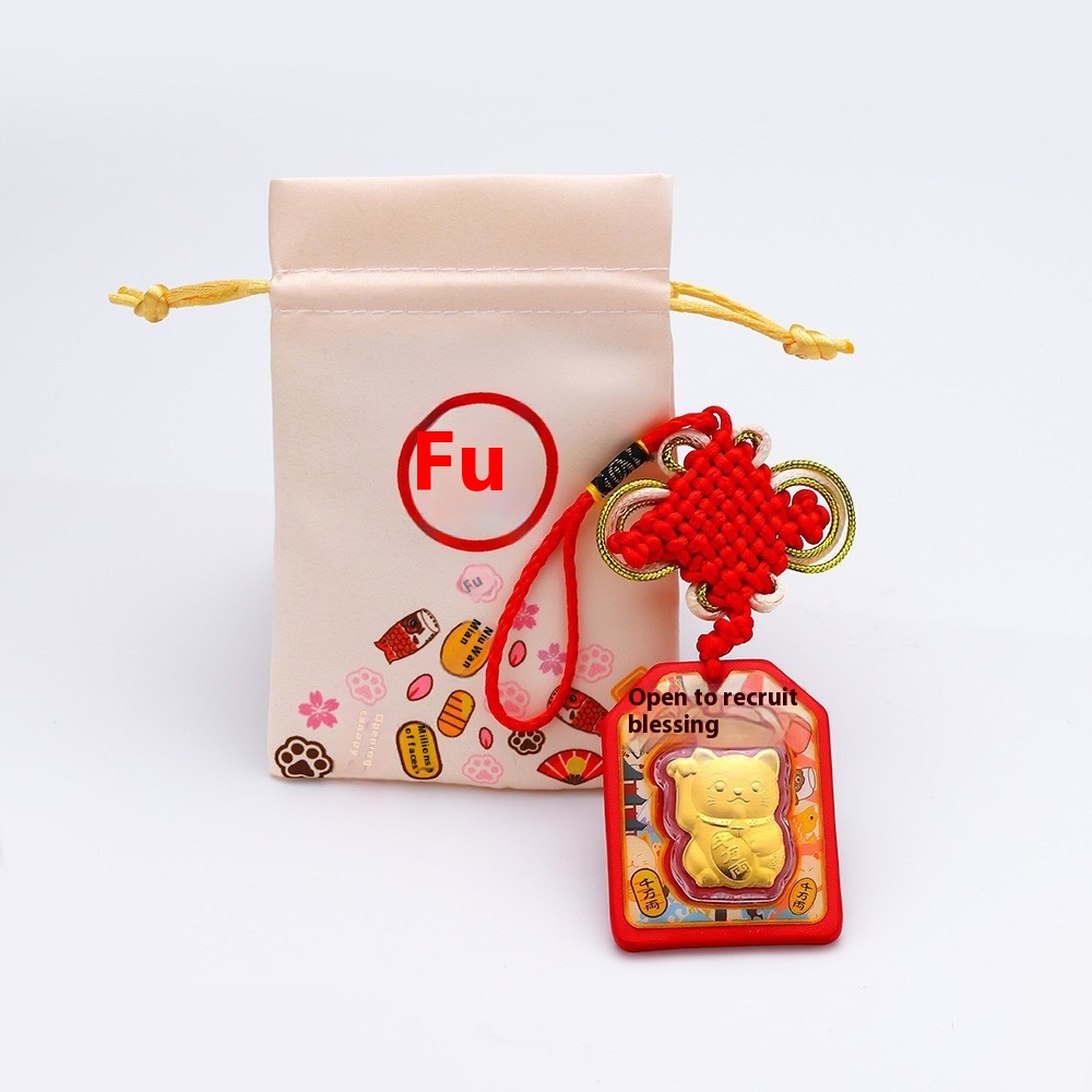 Gold Foil Big Fortune Cat Pendant Zhou Family Amulet Decoration Car Hanging Sales Gift Agency