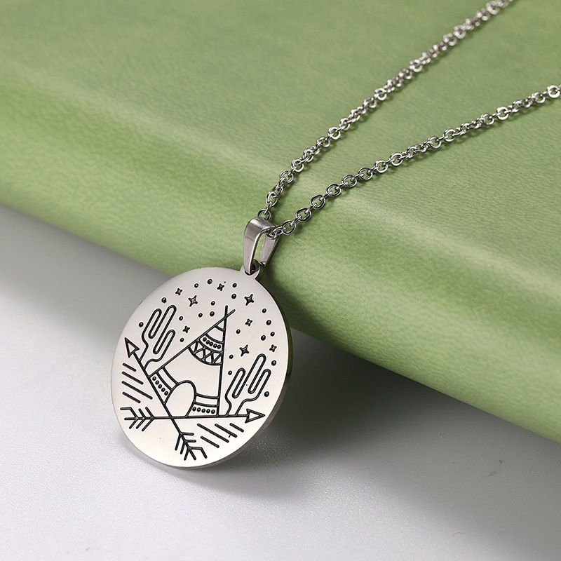 Small Tribal Stainless Steel Pendant Cute Indian Necklace Gift Couple Style