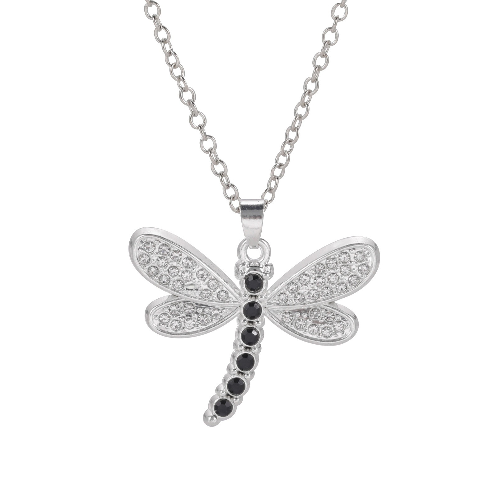 European And American Fashion Hot-selling Personality Light Luxury High-end Rhinestone Animal Series Dragonfly Pendant Alloy Necklace