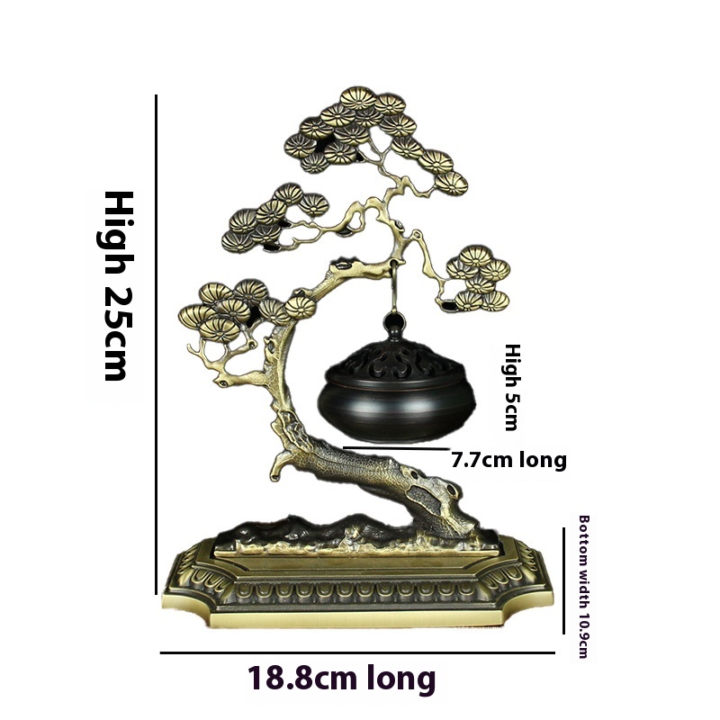 Brass Pine Tree Aromatherapy Burner Hanging Incense Burner Office Indoor Incense Burner Pure Copper Metal Copperware Ornaments Sales Gift