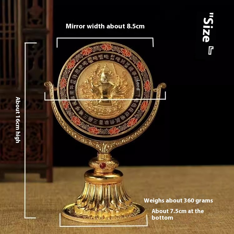 Nepal Copper Cundi Mirror Tantrictrument Eight Auspicious Cundi Buddha Mother Enamel Cundi Mirror Buddhist Temple Home Decoration