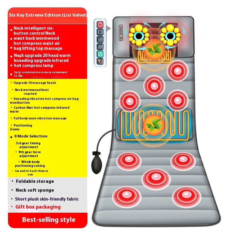 Electric Massage Mattress Sitting Pillow Lumbar Traction Stretching Corrector For The Elderly Whole Body Back Cervical Heating Airbag