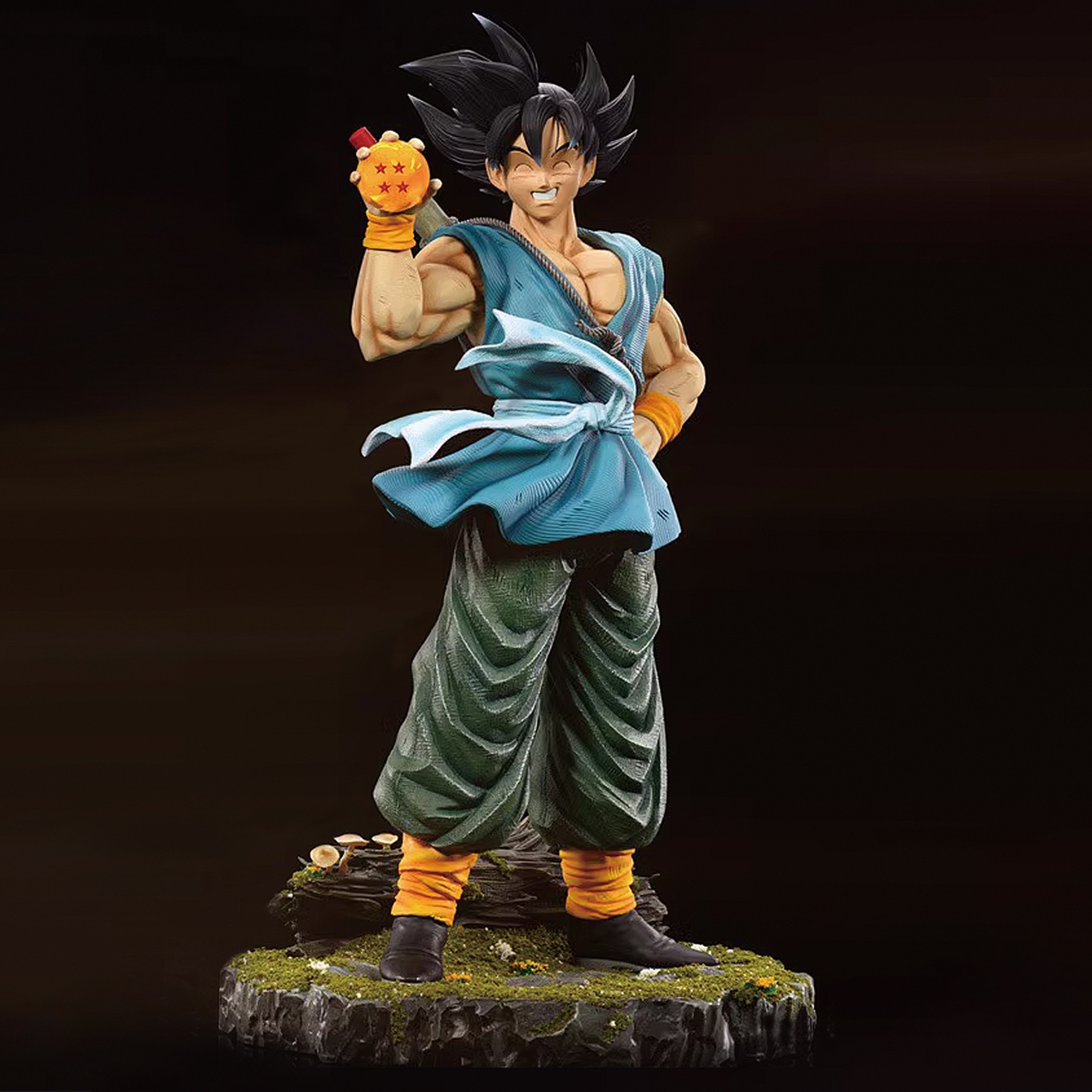 Dragon Ball Son Goku-Cheerful Laughing Goku Figurine Statue,Searching For The Four-Star Dragon Ball.