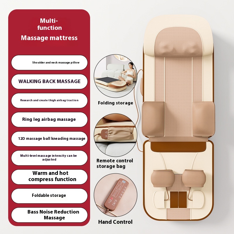 Back Walking Massage Mattress Shoulder And Neck Kneading Heating Waist And Back Massager Full Body Airbag Vibration Massage Lying Cushion