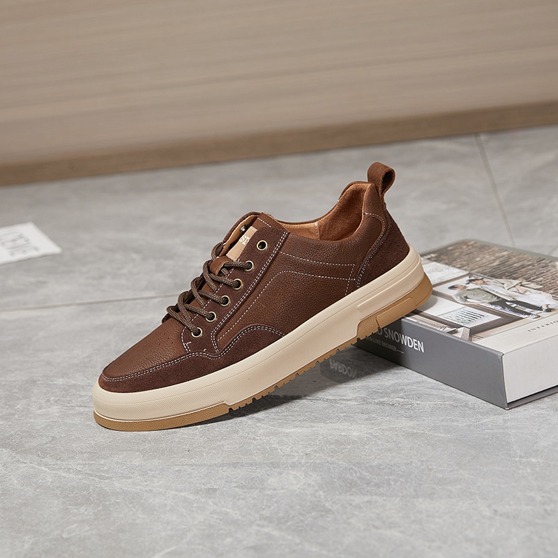 Fashion Frosted Cowhide Men's Strap Comfortable Platform Shoes Spring Casual Men's Leather Shoes