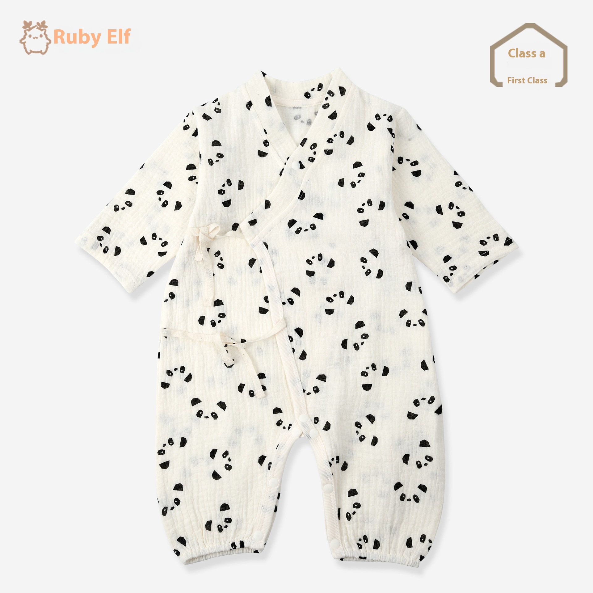Baby Gauze Cotton Jumpsuit Thin A-type Pure Cotton Home Crawling Clothes Spring Clothesborn Baby Long-sleeved Monk Clothes