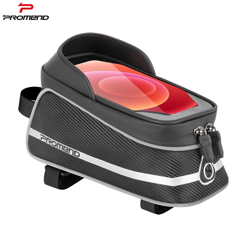 PROMENDTouch Screen Bicycle Mobile Phone Bag6.7 Large Screen Hard Shell Top Tube Bag With Reflective Strips Front Bag To Prevent Rain