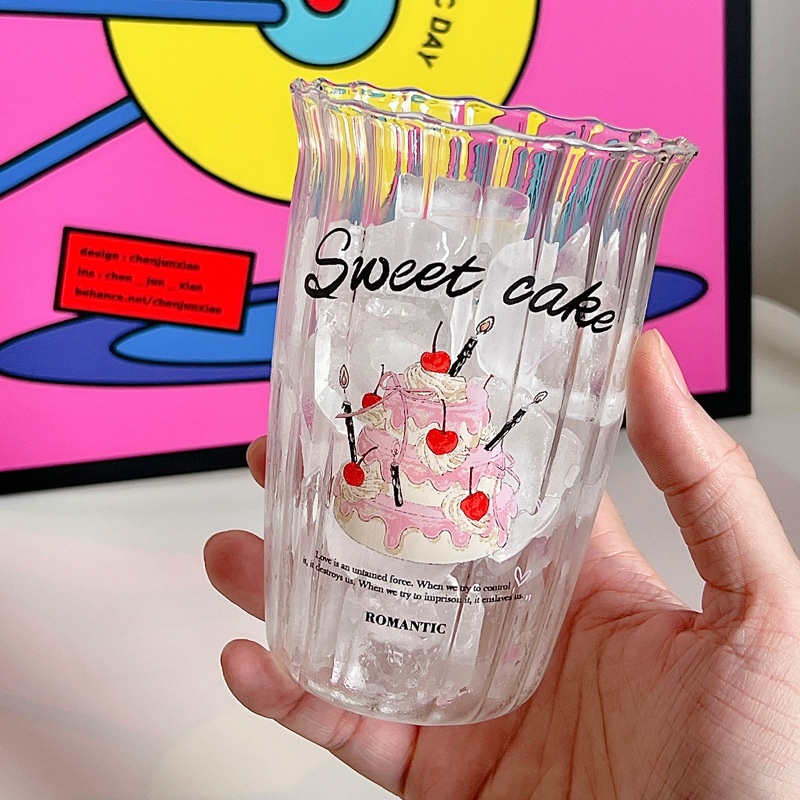 Lanchuang Korean Style Glass Cold Brew Coffee Cup Cat Water Cup Glass Large Capacity Drink