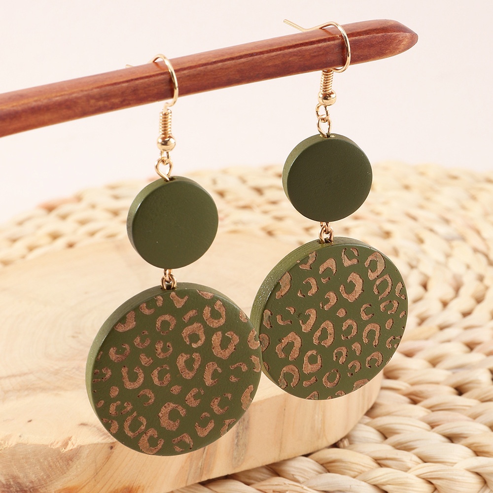 EZ4016 European And American Simple Style Ladies Earrings Geometric Wood Combination Pendant Female Earrings