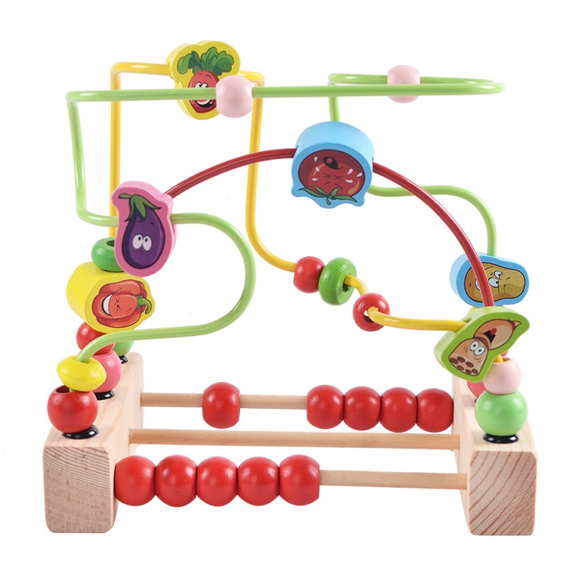 Children's Vegetable Bead Parent-child Interactive Game Infant Baby Hand-eye Coordination Early Education Cognitive Wooden Toys