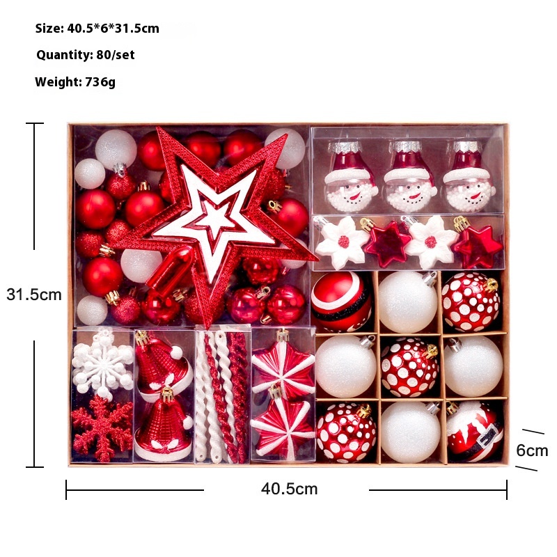 Product Christmas Decorations Tree Top Star Christmas Ball Painted Gift Box Set Christmas Tree Ornaments