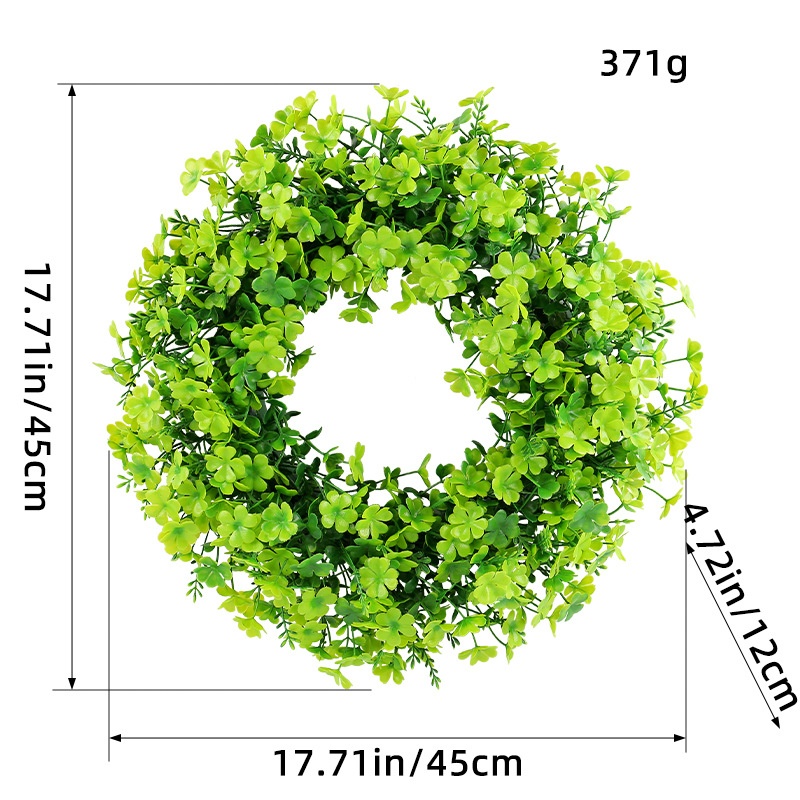 Irish Festival Simulation Four-Leaf Clover Wreath Spring Simulation Wreath Outdoor Courtyard Decoration Door Hanging