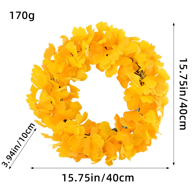 Thanksgiving Simulation Ginkgo Leaf Wreath Autumn Decoration Wreath Home Living Room Door Hanging