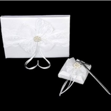 Lace Knot Rhinestone Sign-in Book+Pen Holder(including Sign-in Pen)Two-piece Opening Ceremony Sign-in Set