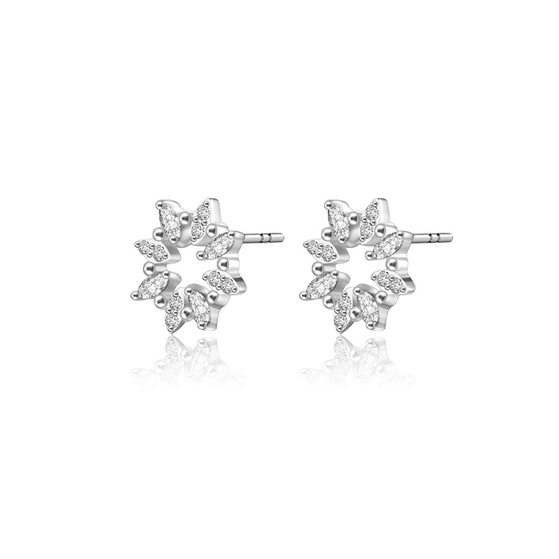 Korean S925 Sterling Silver Earrings Snowflake Temperament Geometric Real Platinum Fashion Temperament Daily Versatile Earrings