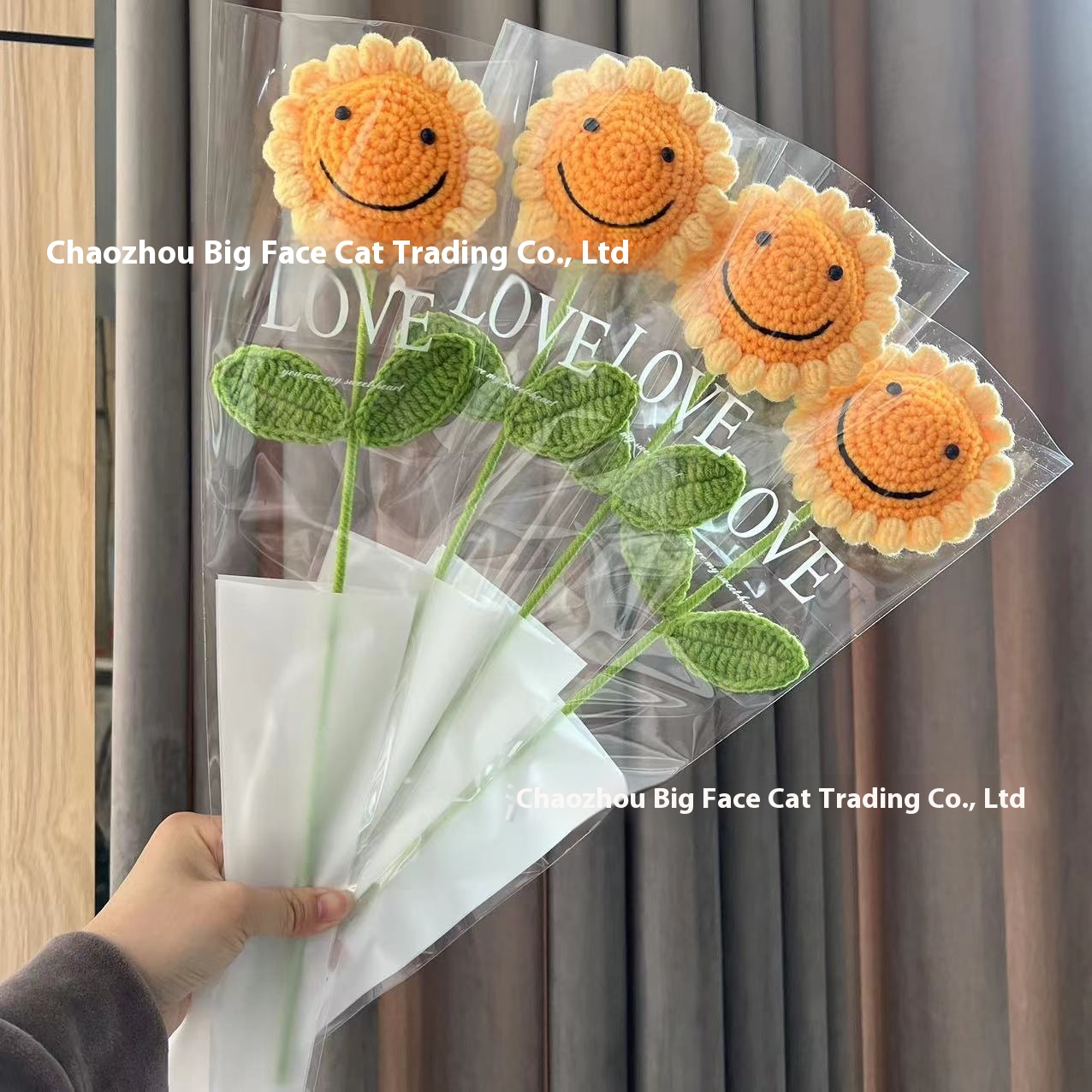 Smiling Face Sunflower Finished Hand-woven Bouquet Finished Eternal Flower Teacher's Day Children's Day Gift Night Market Stall