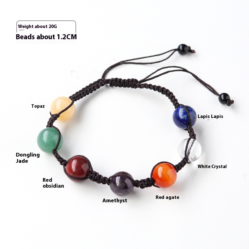 Specializes In Seven-color Crystal Ore Round Beads Diy Braided Bracelet Female Amethyst Raw Stone Bracelet