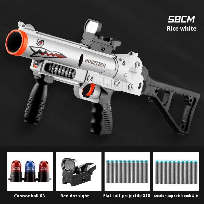 Meizhi Manual Mad Shark Three-shot Howitzer Soft Bulletgun Children's Toy Gun Mad Shark Howitzer Launcher