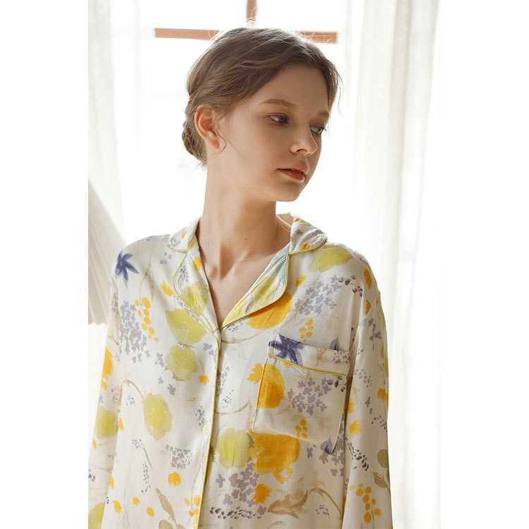 Spring Style Small Fresh Painted Suit Pajamas Women's Home Clothes Elegant Comfortable Leisure Long Sleeve Suit