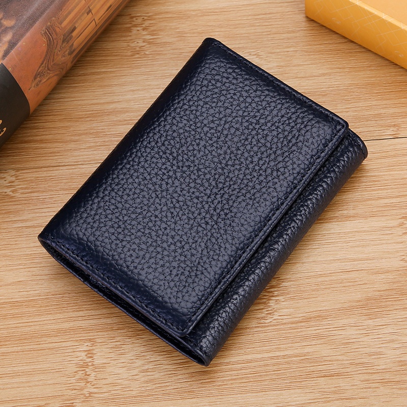Direct Sale Genuine Leather Tri-fold Card Holder Cowhide Credit Card Holder Multi-card Slot Business Card Holder Zipper Card Holder Card Holder