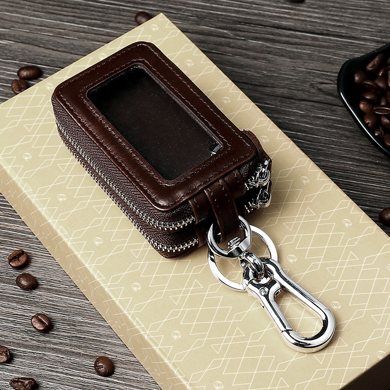 Double-layer Multifunctional Car Key Bag Genuine Leather European And American Hot-selling Double-layer Household Car Key Cover