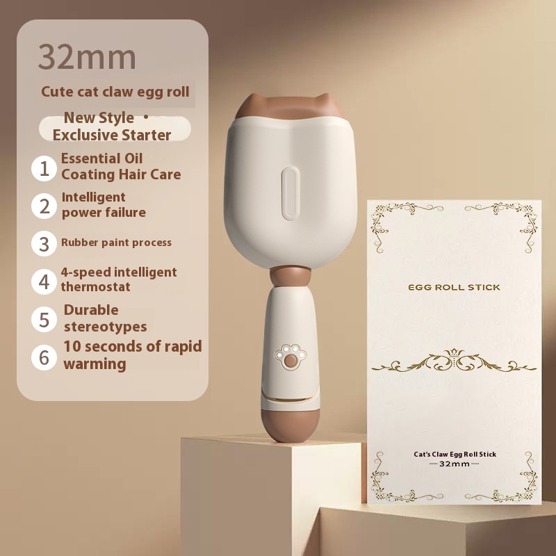 Egg Roll Head Curling Wand For Women,Egg Roll Negative Ion Water Ripple Cake Splint32mm Large Curl Perm Artifact