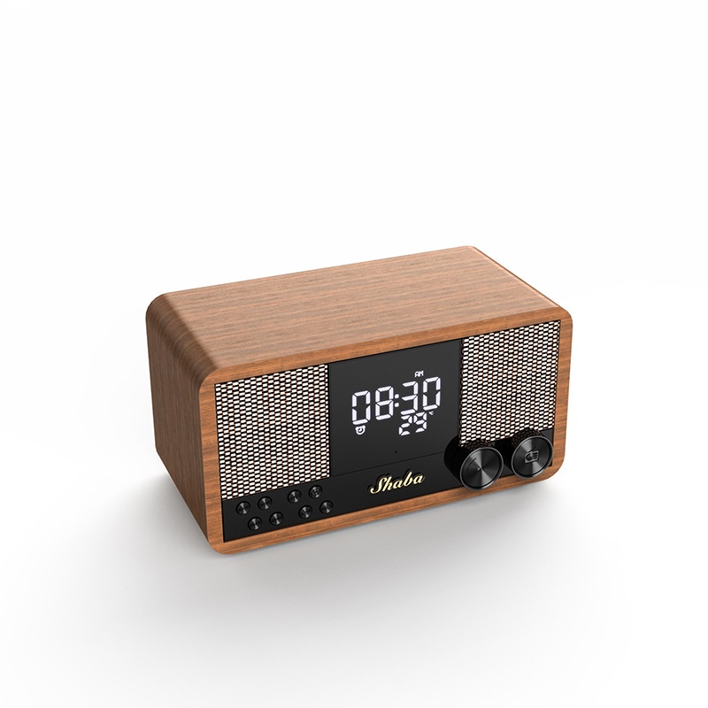 Retro Bluetooth Speaker Wooden Home FMRadio Clock Alarm Clock Audio Bluetooth Subwoofer