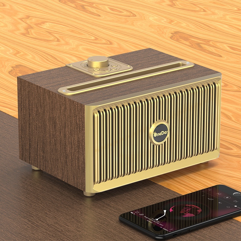 Retro Bluetooth Speaker Wooden Home High Volume Stereo Card Radio Heavy Subwoofer Audio