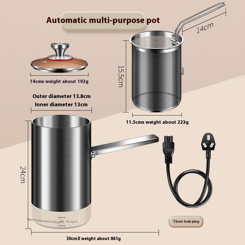 304 Stainless Steel Electric Fryer Household Kitchen Fryer Multi-functional Heightened Electric Fryer With Filter Smart Cooking Pot