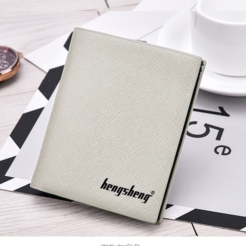 Hengsheng Men's Short Wallet Korean Cross Pattern Thin Multi-card Wallet Large Capacity