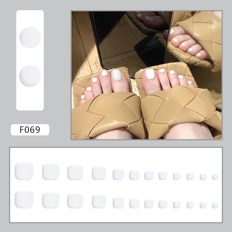 Pure Desire Simple Milky White Foot Nail Polish Bright White False Nails Wearable Nail Art24 Pieces Box Nails