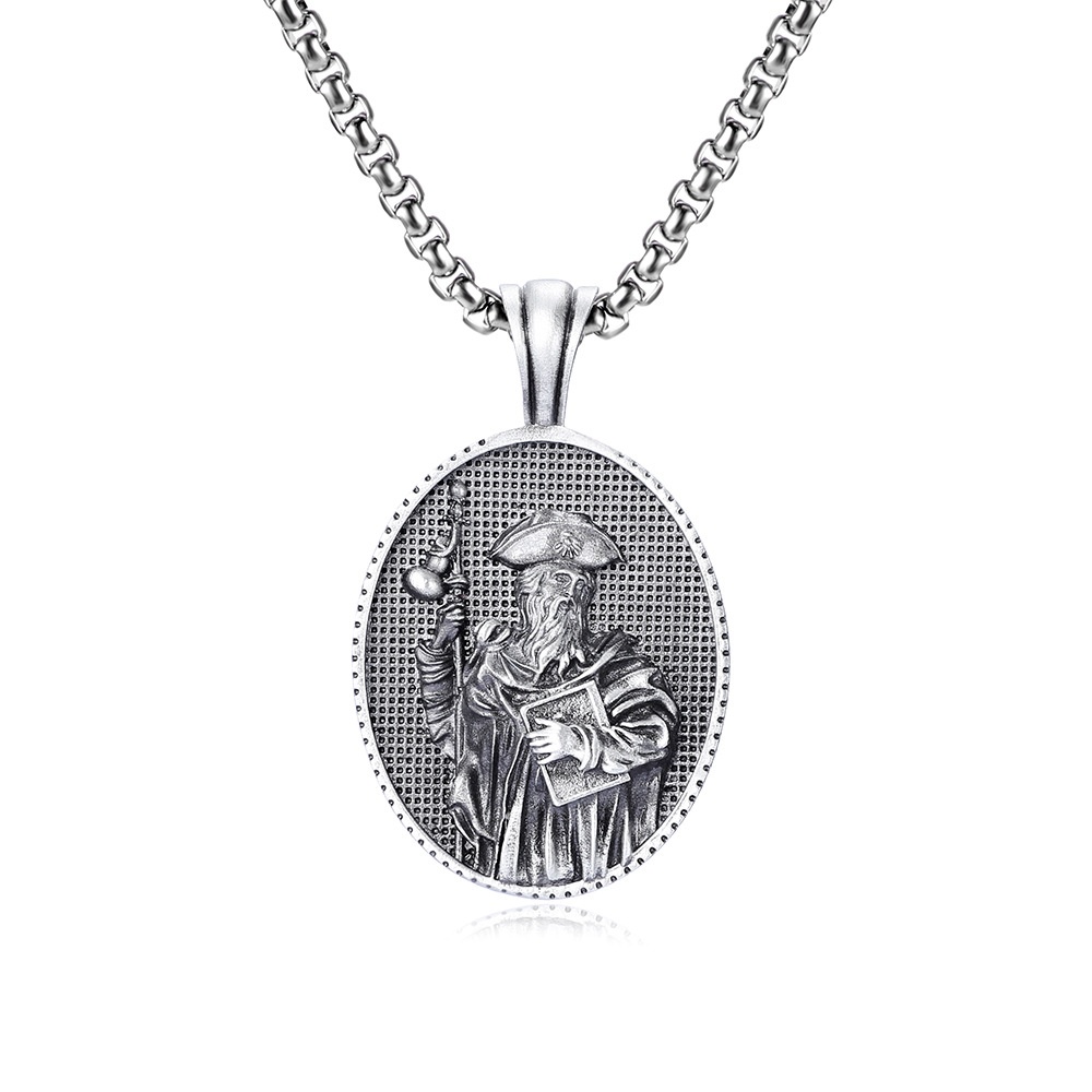 European And American Men And Women Fashion Medallion Pure Tin Pendant Personalized Accessories Men's Retro Necklace Jewelry