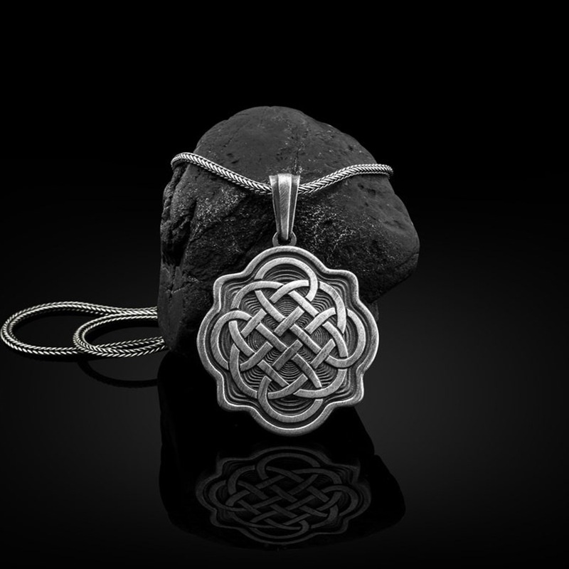 Celtic Shield Knot Viking Retro Necklace European And American Style Men's Punk Pendant Hip-hop Men And Women Sweater Chain