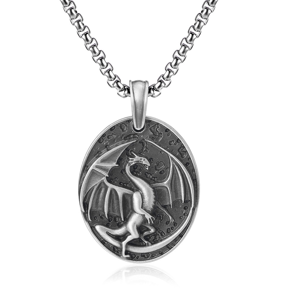 European And American Men's Necklace Punk Style Personalityy Student Western Dragon Animal Hip-hop Necklace