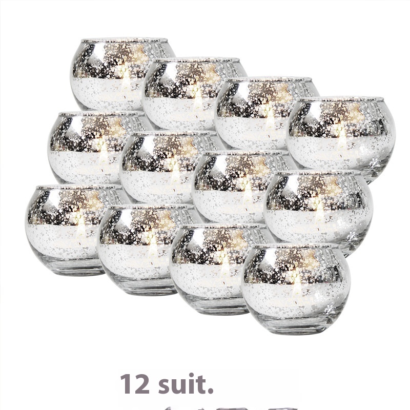 Scented Candle Empty Cup12-piece Set Silver Small Ball Glass Candlestick
