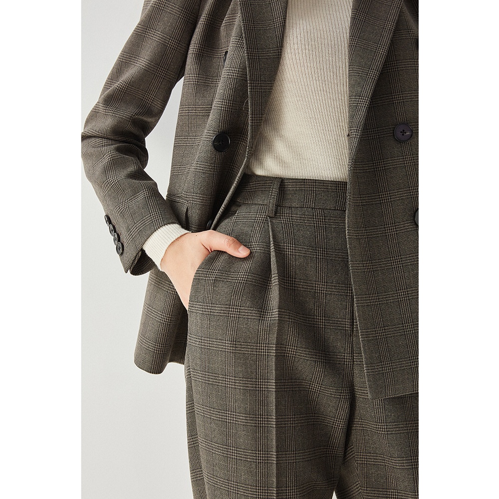 Shenghong24 Spring Temperament Commuting Leisure Plaid Double-breasted Slim Suit Female11179 Jacket Pants