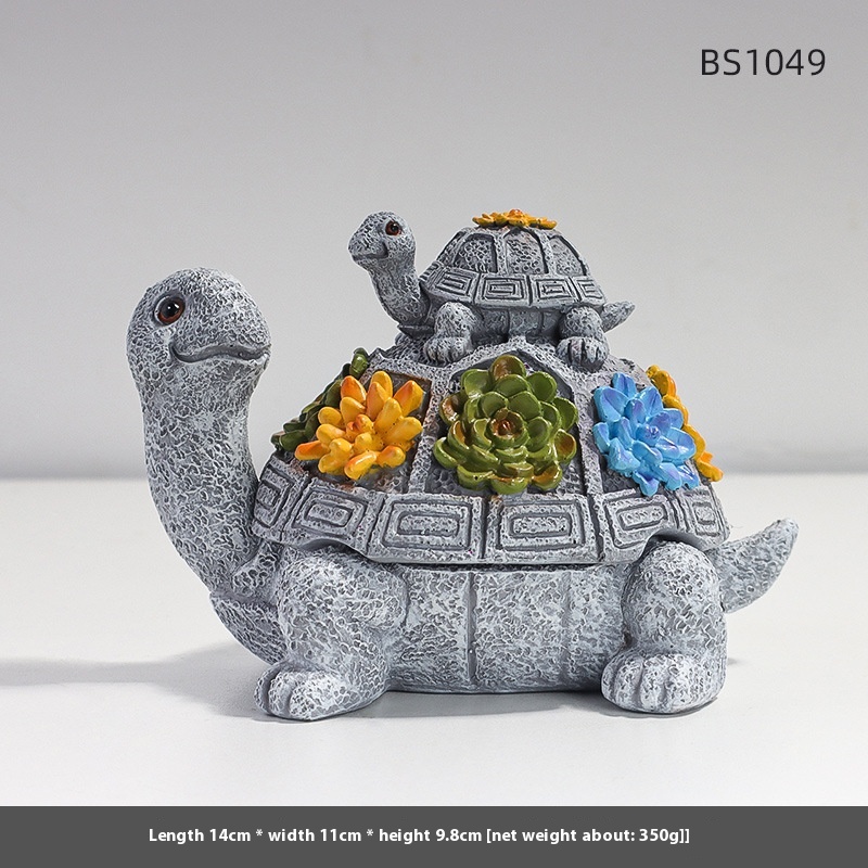 Resin Succulent Mother And Child Turtle Ashtray Creative With Lid Anti-fly Ash And Smoke Ashtray Living Room Coffee Table Ornaments