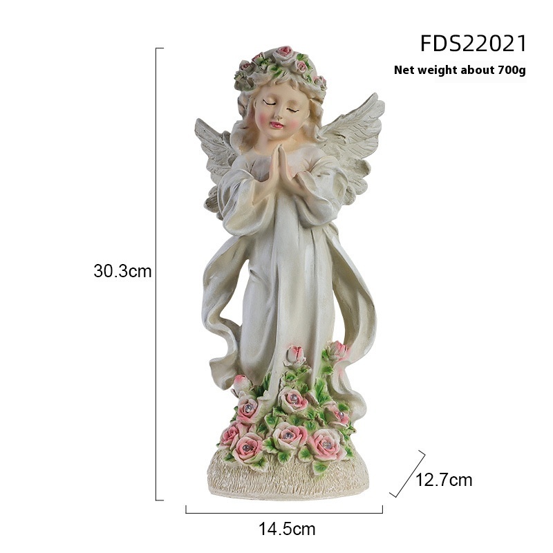 Solar Flower Fairy Night Light Outdoor Garden Courtyard Resin Crafts Gardening Decoration Ornaments Welcome Sign