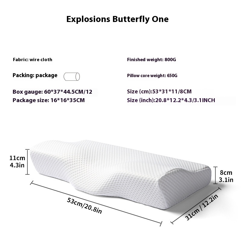 Sleep Aid Memory Pillow Butterfly Pillow Hotel Home Memory Foam Pillow Core Care Cervical Pillow