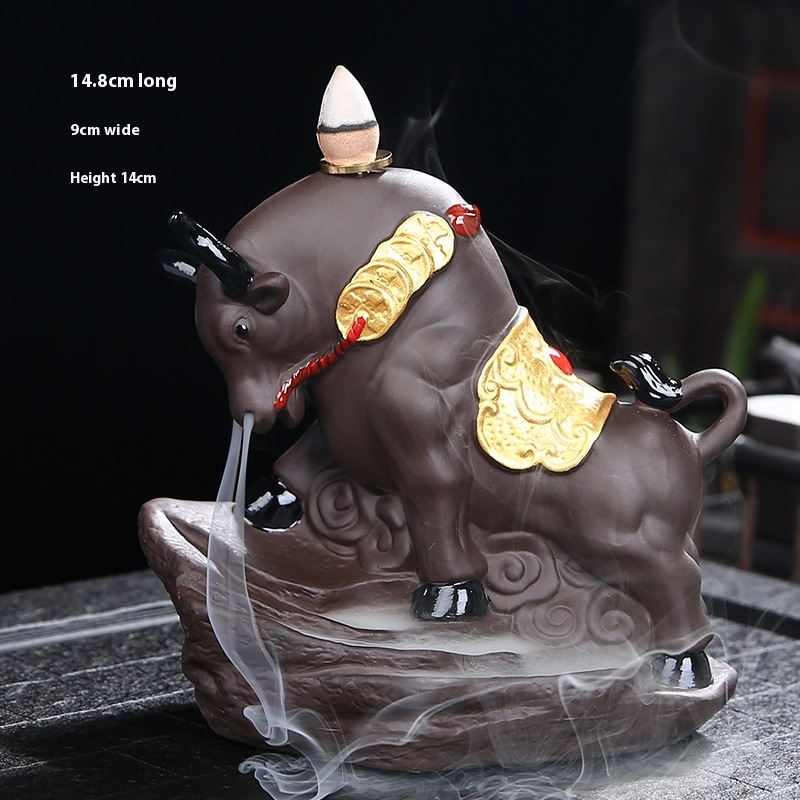 Ornaments Creative Incense Burner Purple Sand Backflow Incense Burner Home Incense Ornaments Bullish Backflow Incense Burner