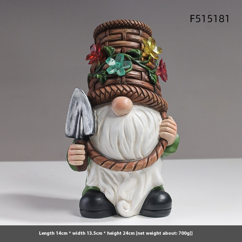 Outdoor Garden Elf Ornaments Dwarf Solar Luminous Dwarf Goblin Courtyard Decoration Resin Crafts